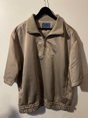 Dockers Tour Beige Quarter Zip Short Sleeve Windbreaker Pullover XL